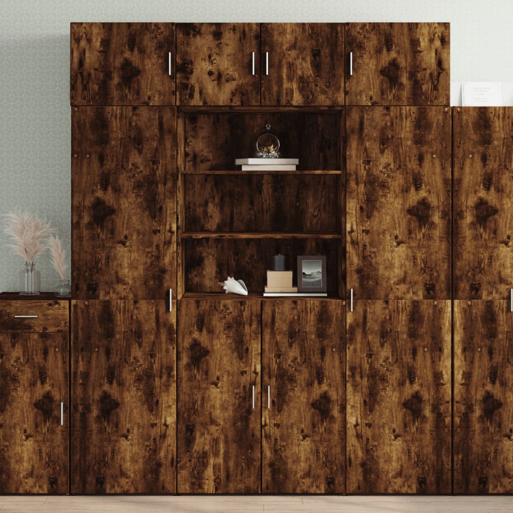 skab 80x42,5x185 cm konstrueret træ røget egetræsfarve