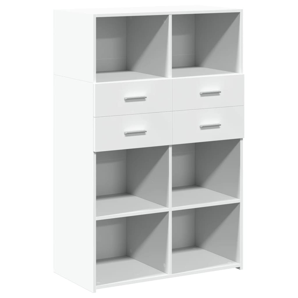 reol 80x42,5x124 cm konstrueret træ hvid