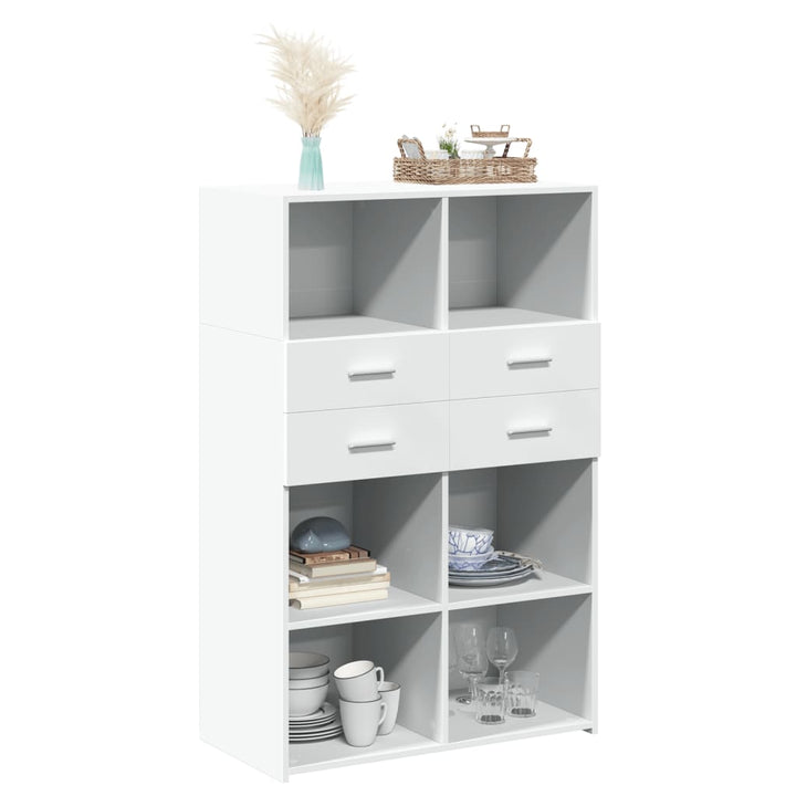 reol 80x42,5x124 cm konstrueret træ hvid