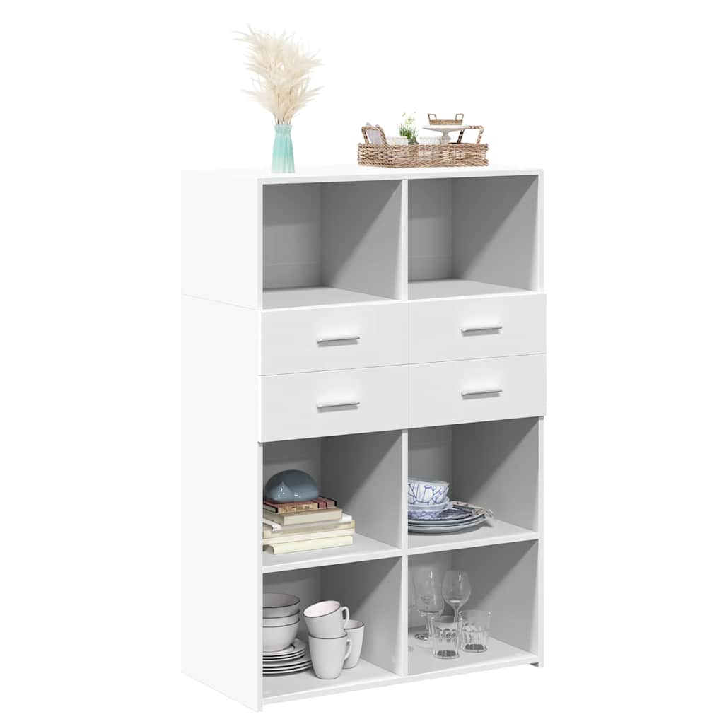 reol 80x42,5x124 cm konstrueret træ hvid