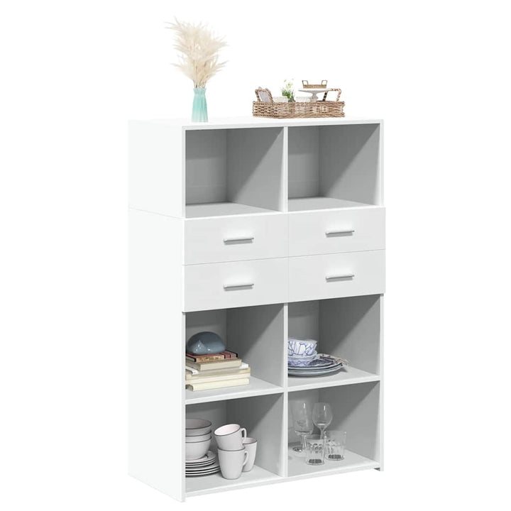 reol 80x42,5x124 cm konstrueret træ hvid