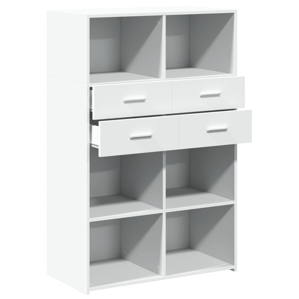 reol 80x42,5x124 cm konstrueret træ hvid