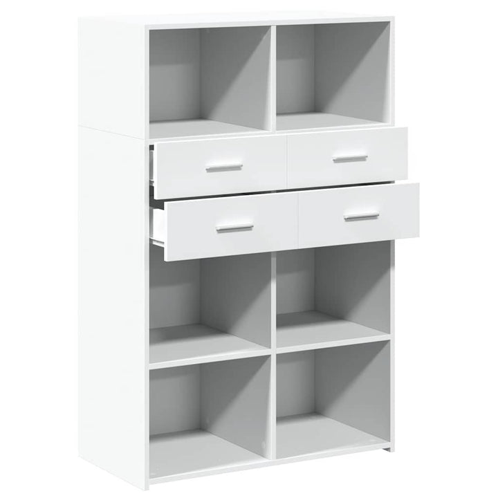 reol 80x42,5x124 cm konstrueret træ hvid