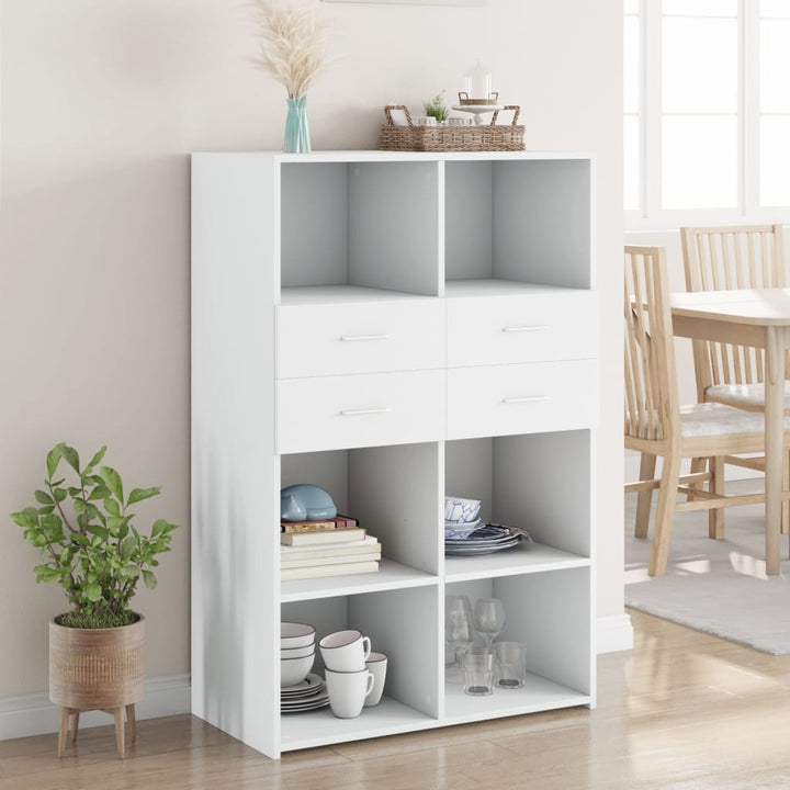 reol 80x42,5x124 cm konstrueret træ hvid