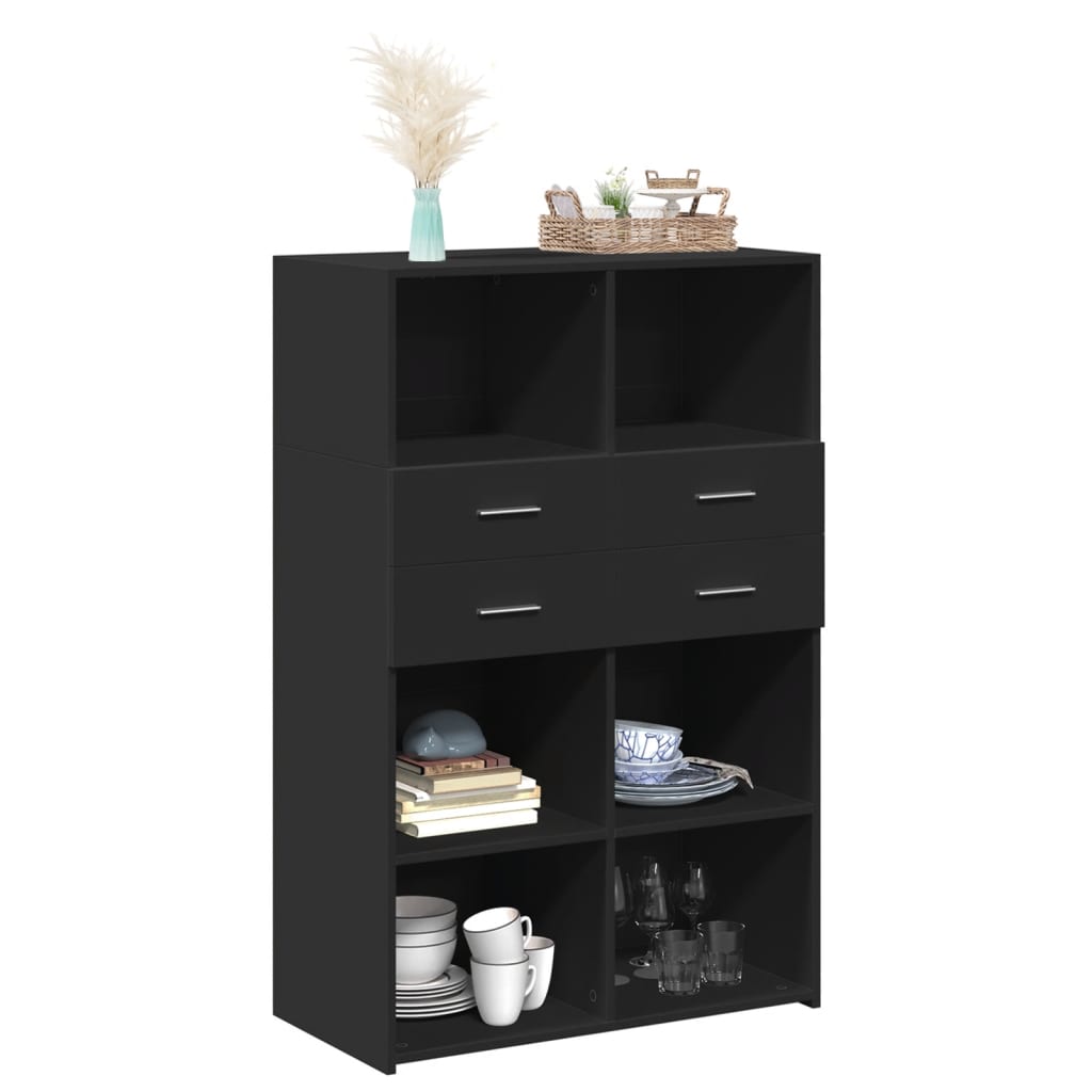 reol 80x42,5x124 cm konstrueret træ sort