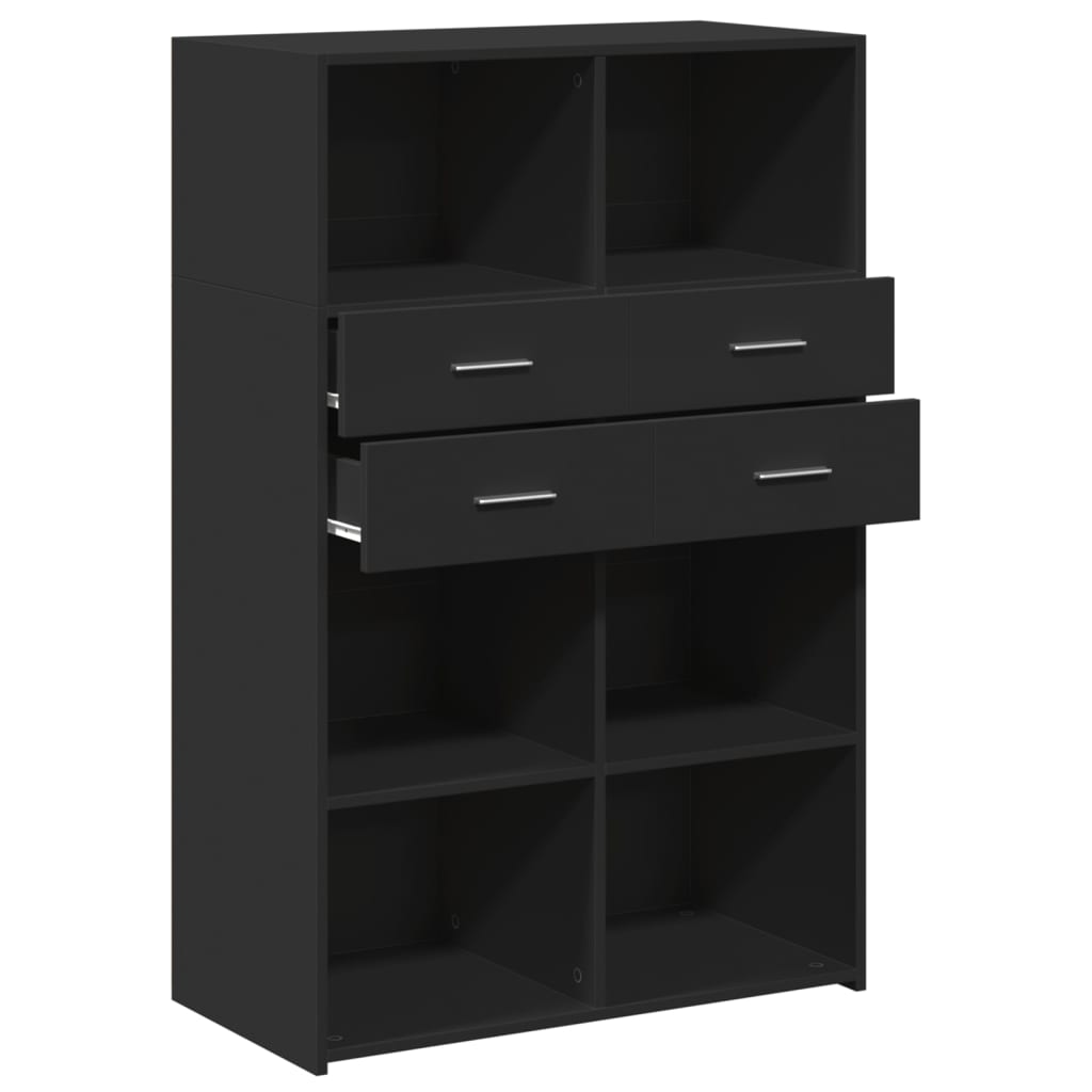 reol 80x42,5x124 cm konstrueret træ sort