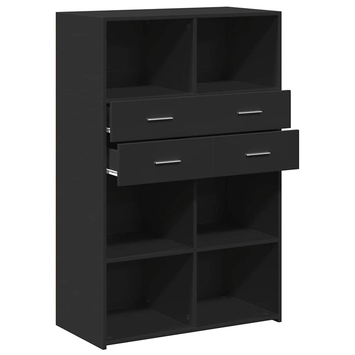 reol 80x42,5x124 cm konstrueret træ sort
