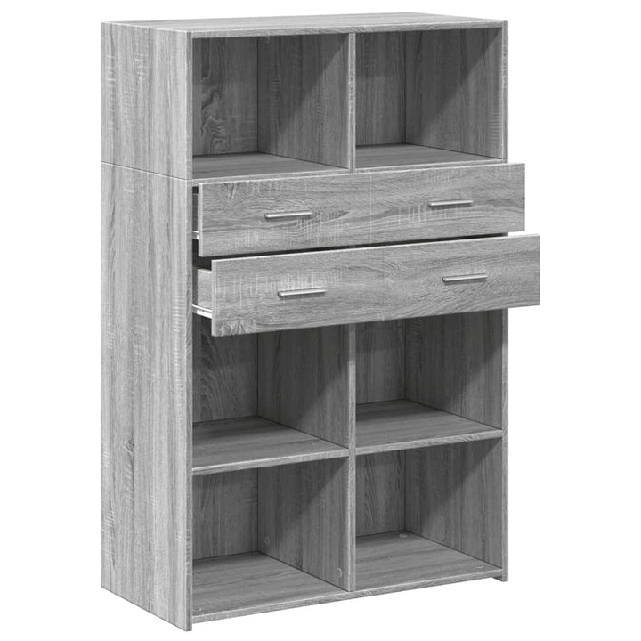 reol 80x42,5x124 cm konstrueret træ grå sonoma-eg