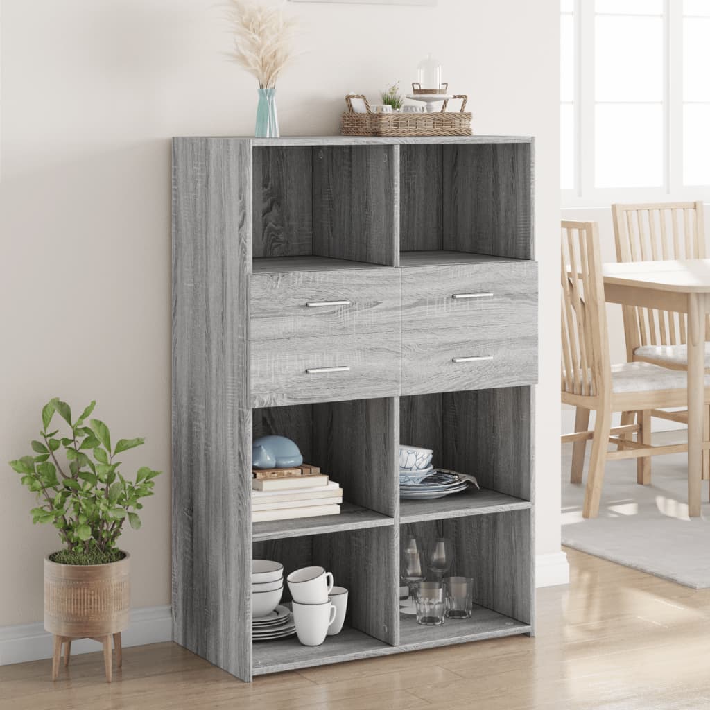 reol 80x42,5x124 cm konstrueret træ grå sonoma-eg