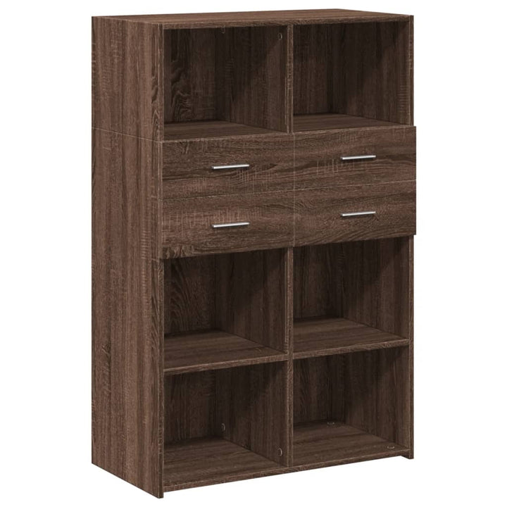 reol 80x42,5x124 cm konstrueret træ brun egetræsfarve