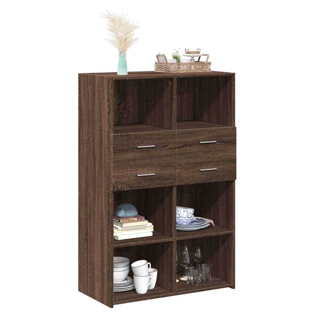 reol 80x42,5x124 cm konstrueret træ brun egetræsfarve