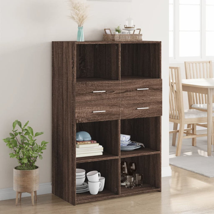 reol 80x42,5x124 cm konstrueret træ brun egetræsfarve