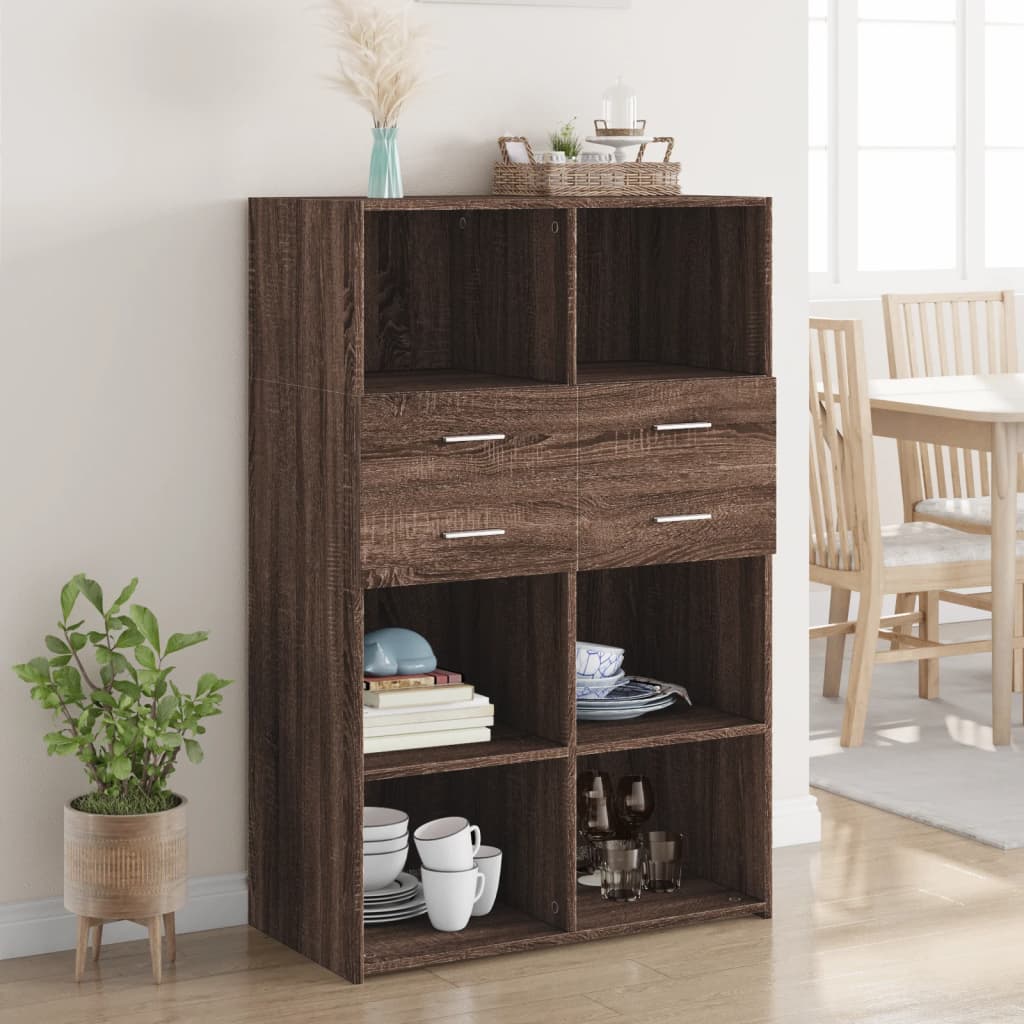reol 80x42,5x124 cm konstrueret træ brun egetræsfarve