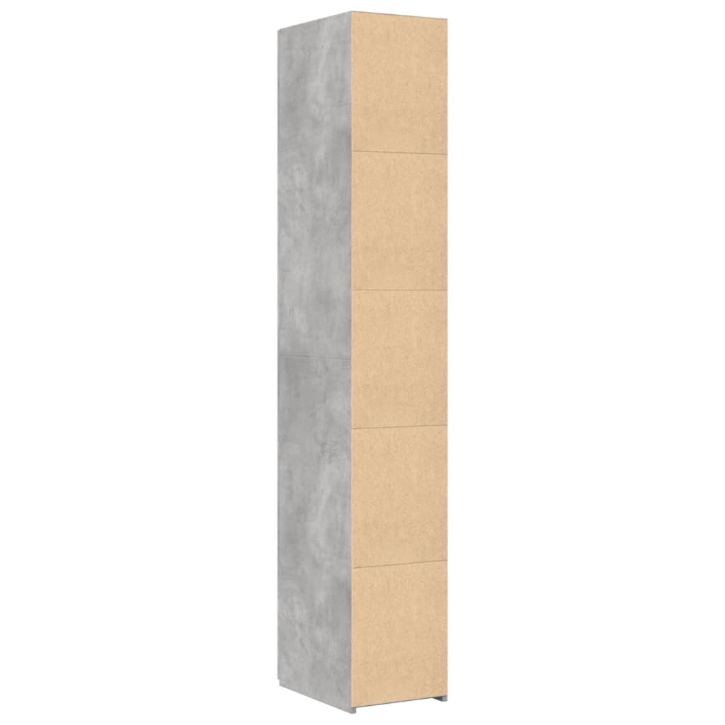 reol 30x42,5x185 cm konstrueret træ betongrå