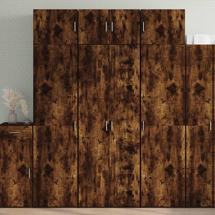 skab 70x42,5x185 cm konstrueret træ røget egetræsfarve
