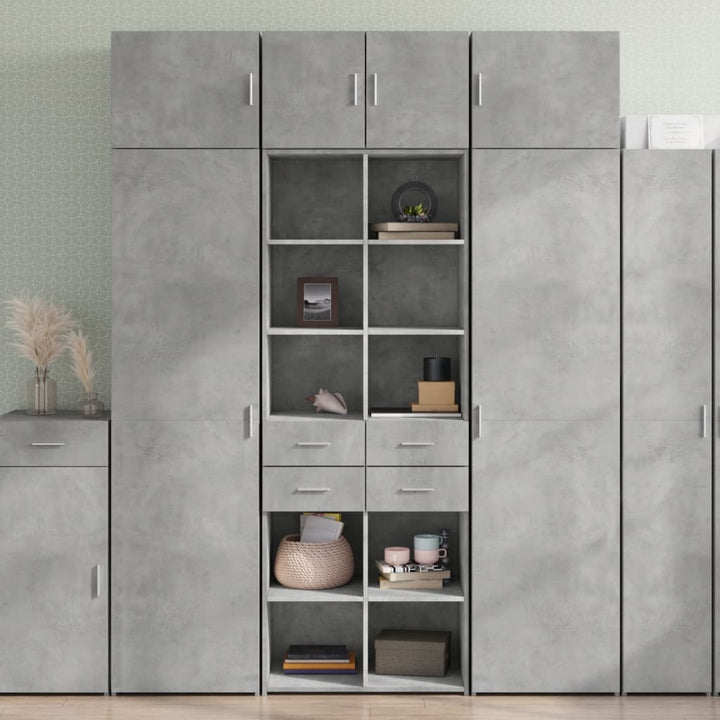 skab 70x42,5x185 cm konstrueret træ betongrå