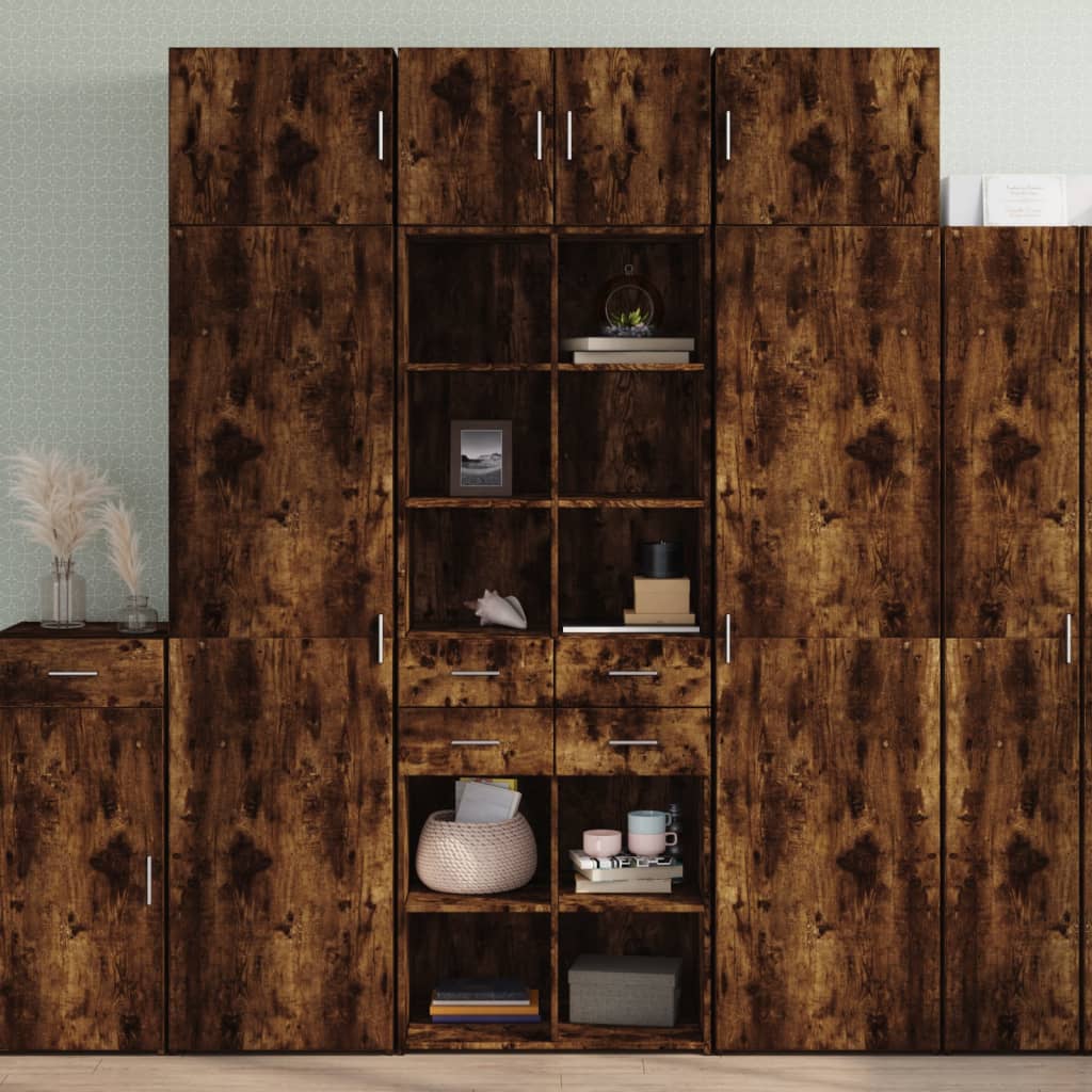 skab 70x42,5x185 cm konstrueret træ røget egetræsfarve
