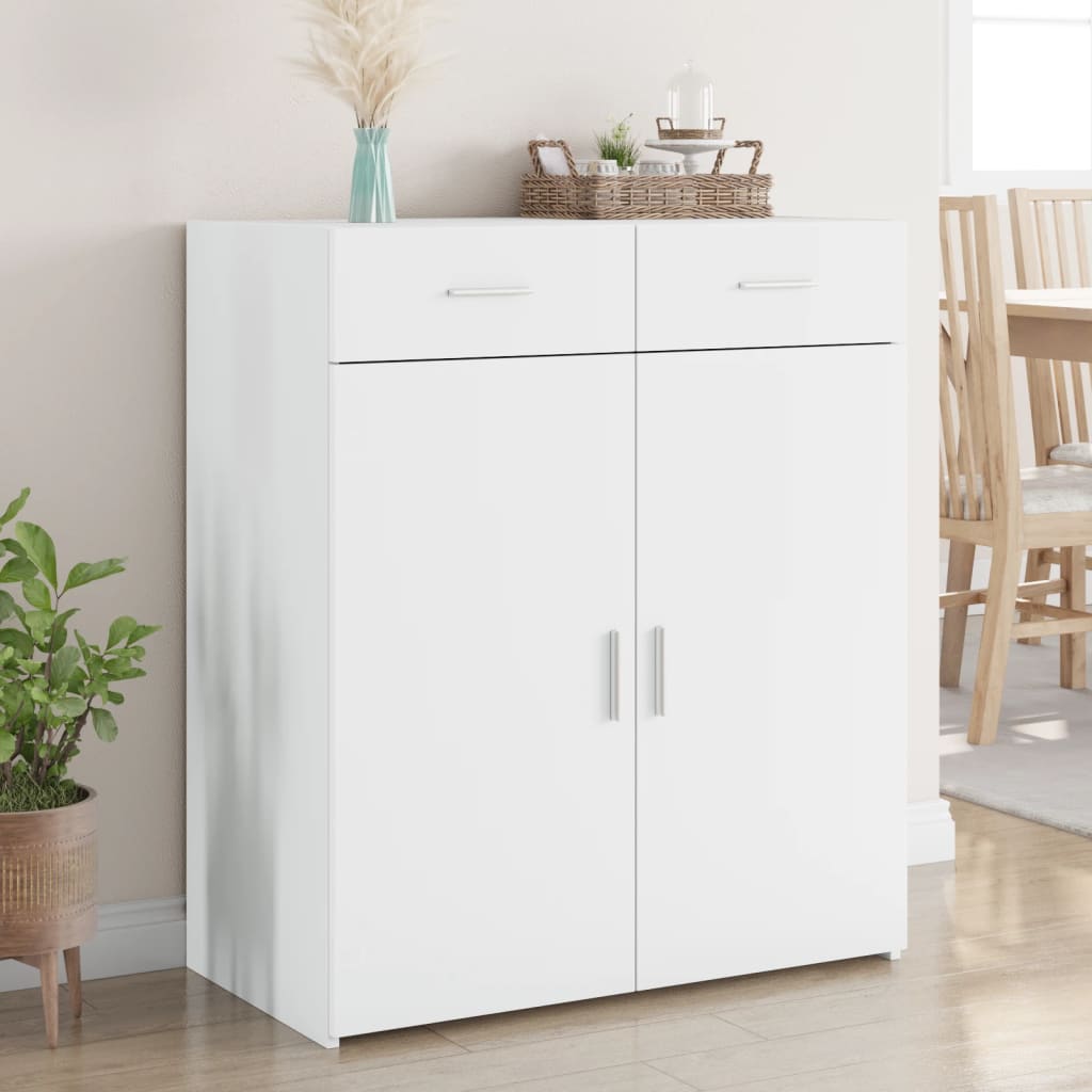 skænk 80x42,5x93 cm konstrueret træ hvid