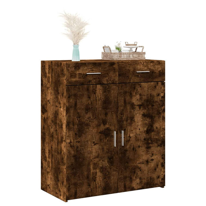 skænk 80x42,5x93 cm konstrueret træ røget egetræsfarve