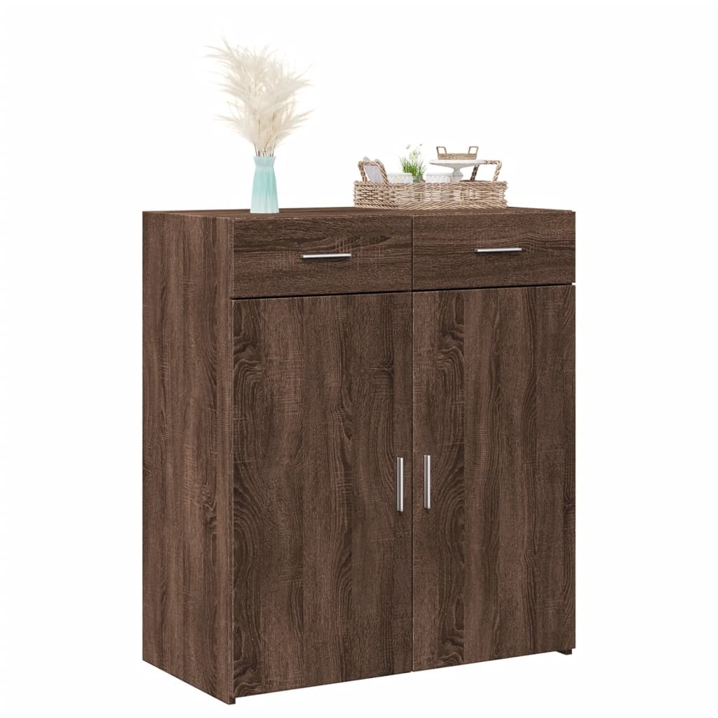 skænk 80x42,5x93 cm konstrueret træ brun egetræsfarve