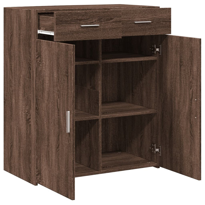 skænk 80x42,5x93 cm konstrueret træ brun egetræsfarve
