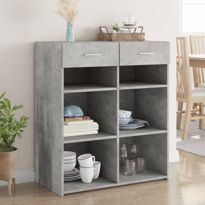 skænk 80x42,5x93 cm konstrueret træ betongrå