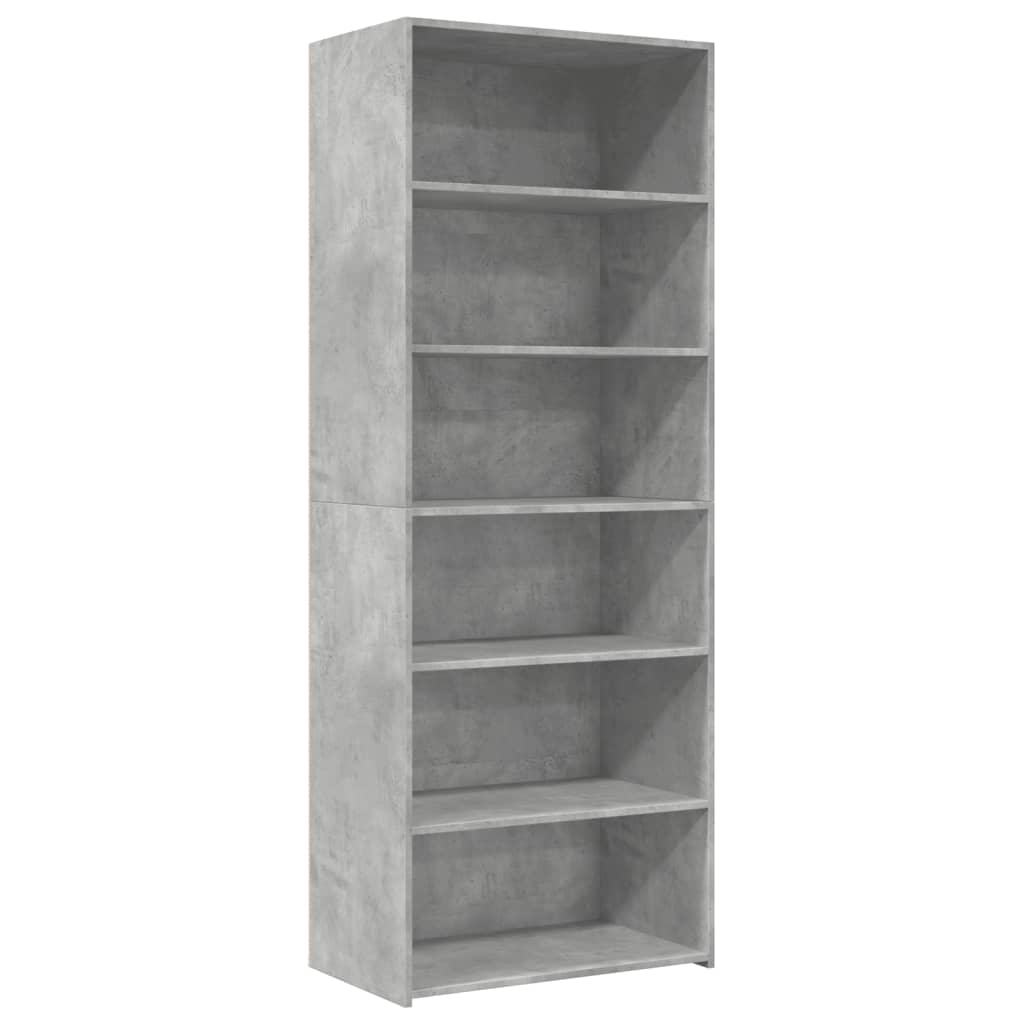 reol 70x41x185 cm konstrueret træ betongrå