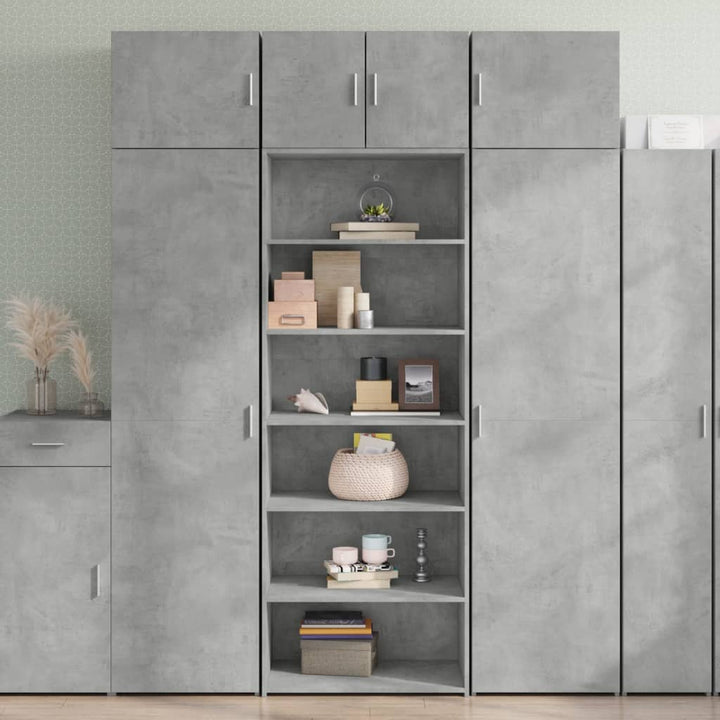reol 70x41x185 cm konstrueret træ betongrå