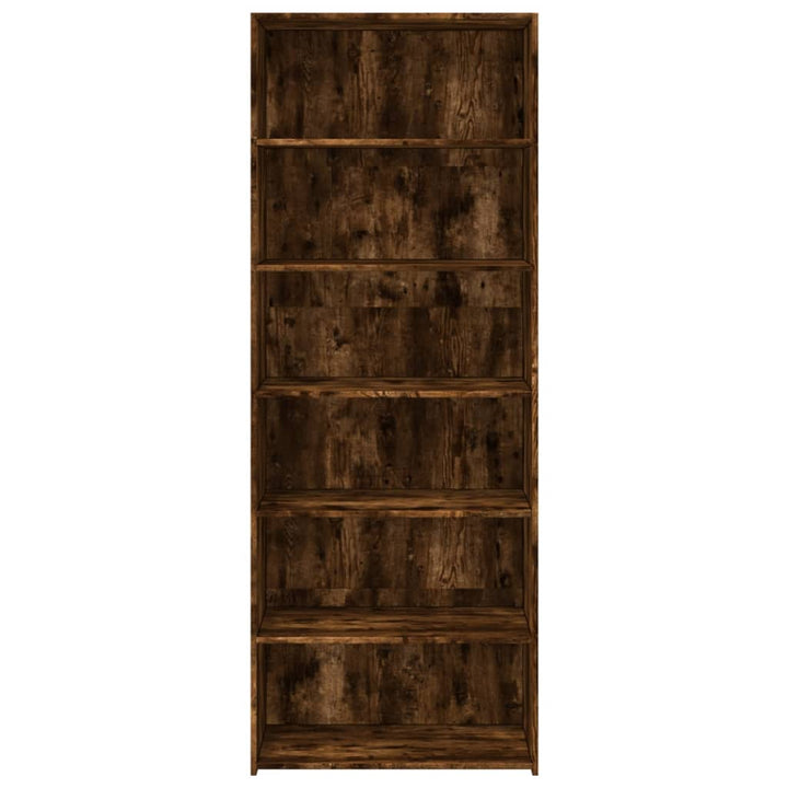 reol 70x41x185 cm konstrueret træ røget egetræsfarve