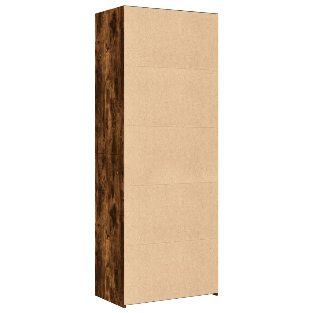reol 70x41x185 cm konstrueret træ røget egetræsfarve