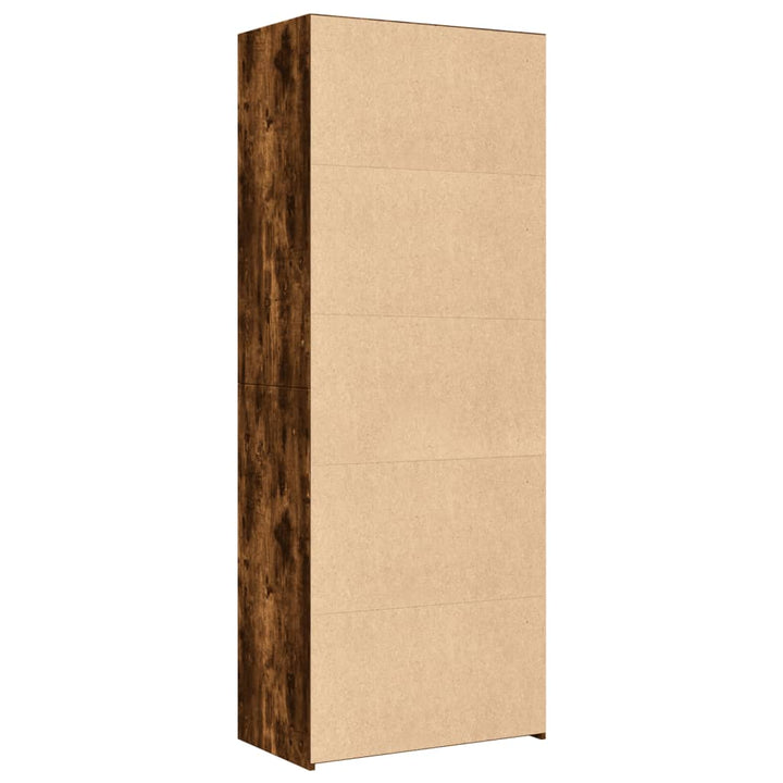 reol 70x41x185 cm konstrueret træ røget egetræsfarve