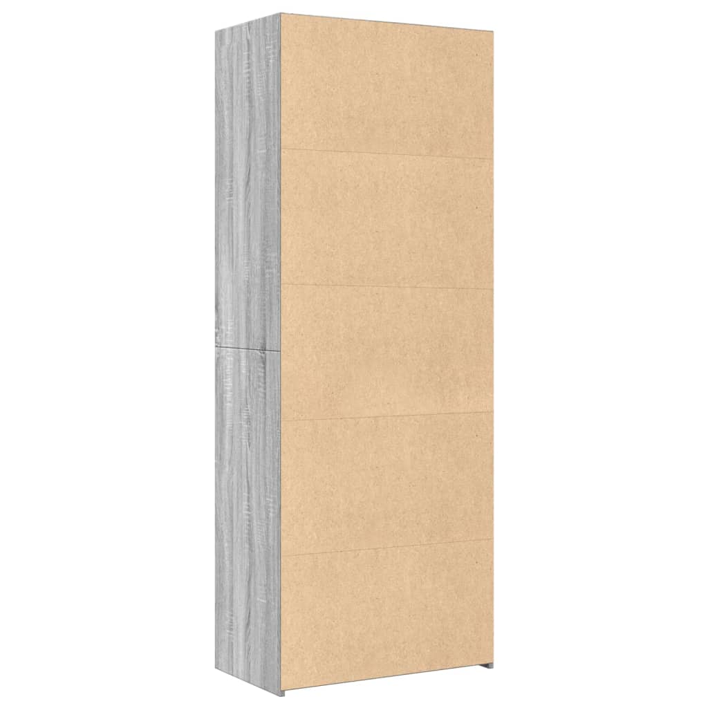 reol 70x41x185 cm konstrueret træ grå sonoma-eg