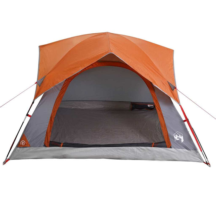 4-personers campingtelt vandtæt grå og orange