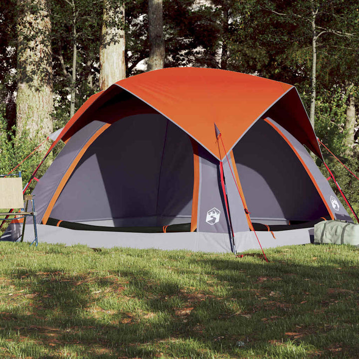 4-personers campingtelt vandtæt grå og orange