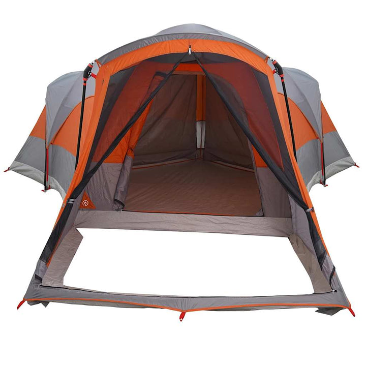 8-personers campingtelt vandtæt grå og orange