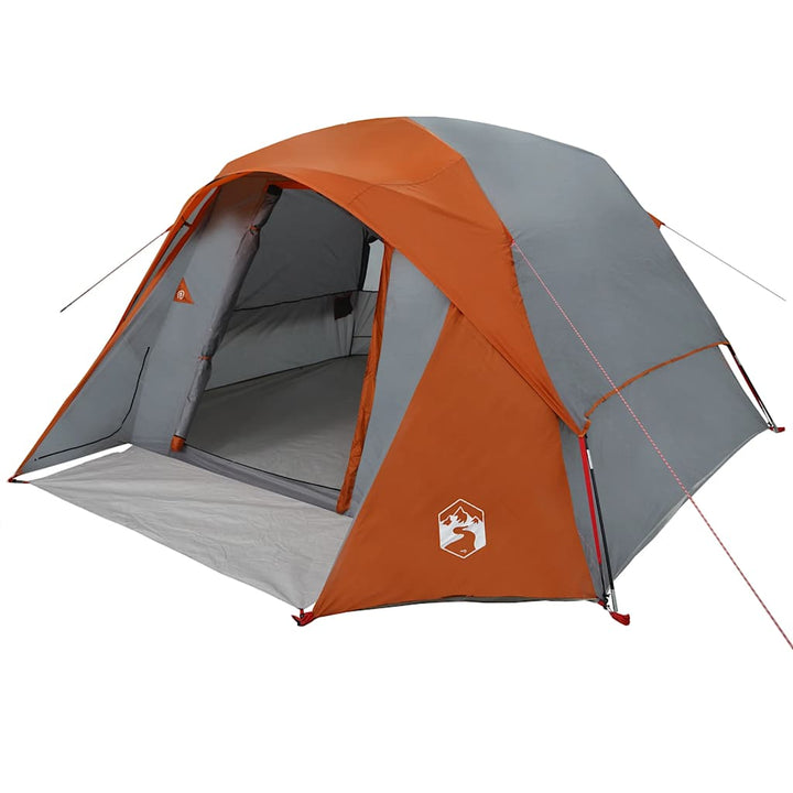 4-personers campingtelt vandtæt grå og orange