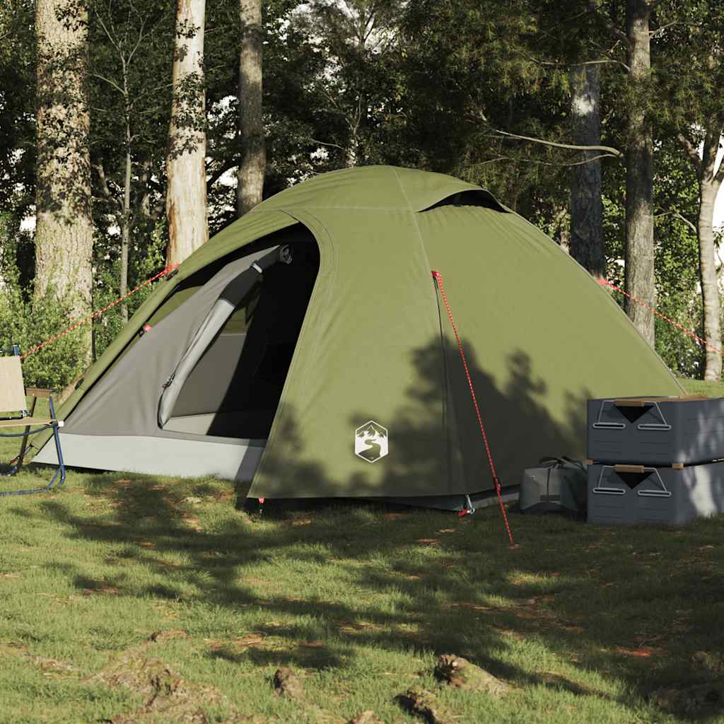 3-personers campingtelt vandtæt kuppel olivengrøn