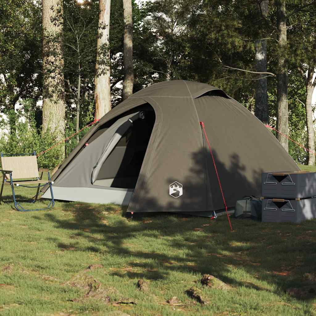3-personers campingtelt vandtæt kuppel brun