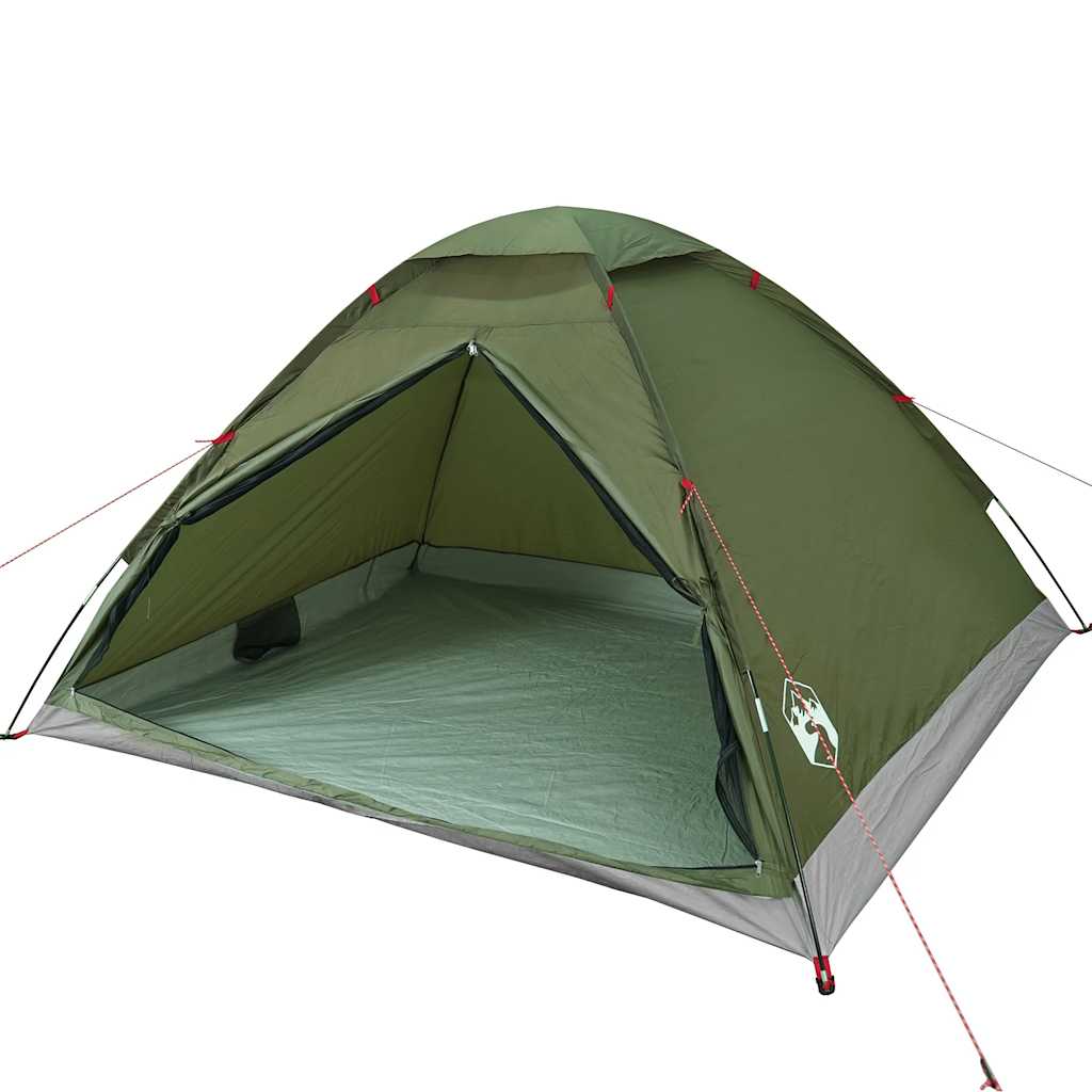 4-personers campingtelt vandtæt kuppel olivengrøn