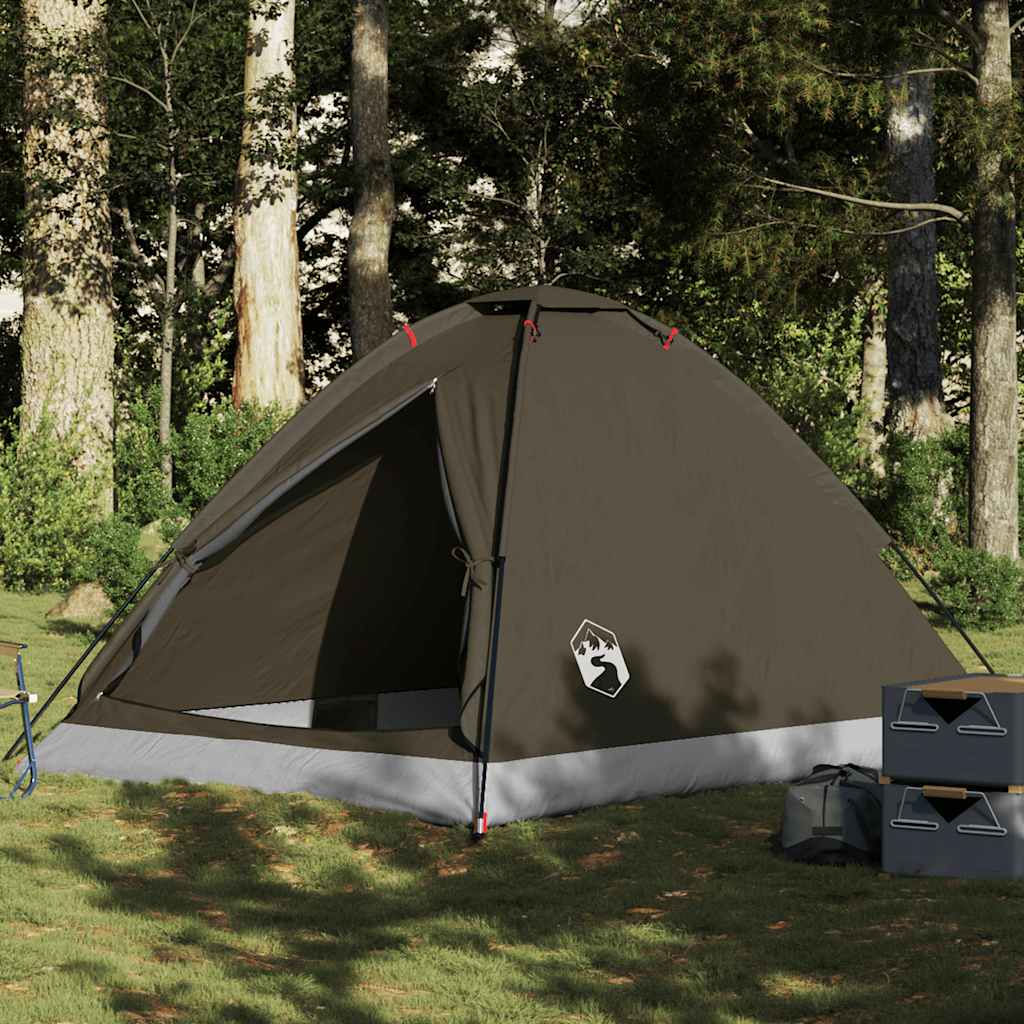 4-personers campingtelt vandtæt kuppel brun