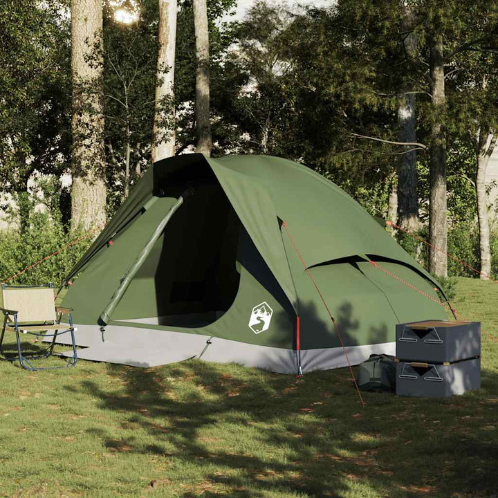 4-personers campingtelt vandtæt kuppel olivengrøn