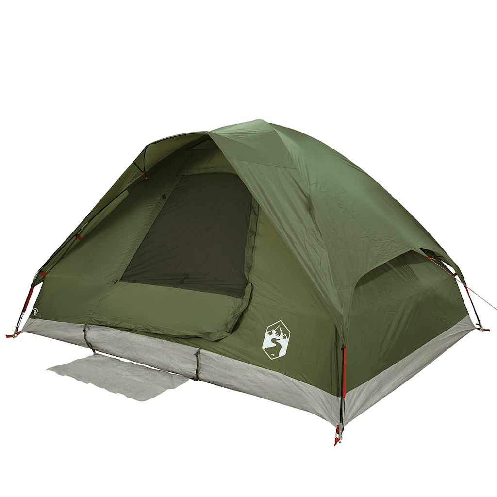 4-personers campingtelt vandtæt kuppel olivengrøn