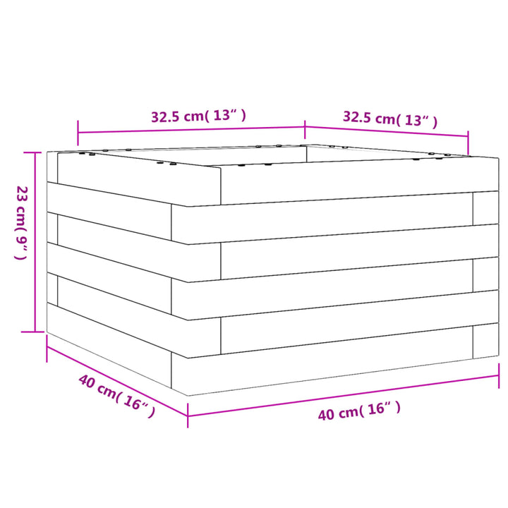 plantekasse 40x40x23 cm massivt fyrretræ