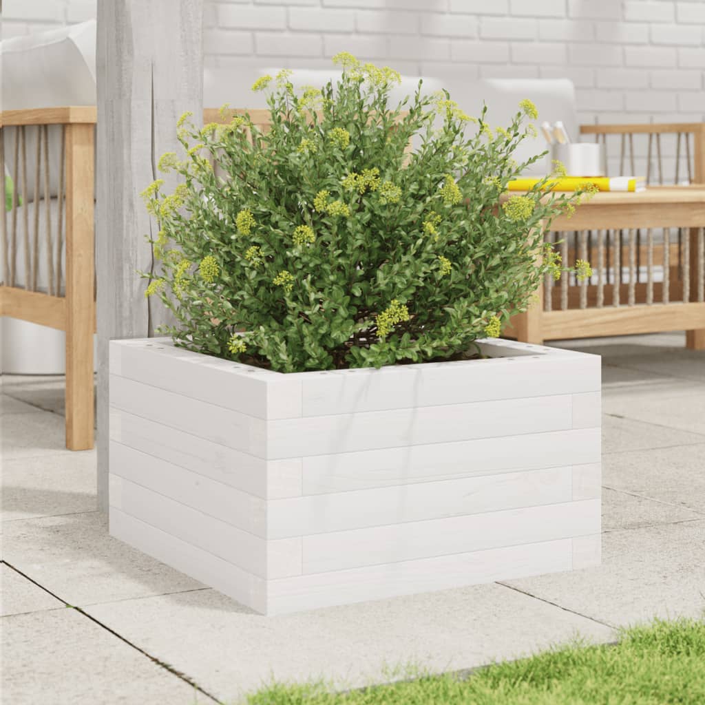 plantekasse 40x40x23 cm massivt fyrretræ hvid