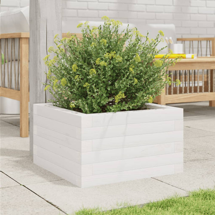 plantekasse 40x40x23 cm massivt fyrretræ hvid