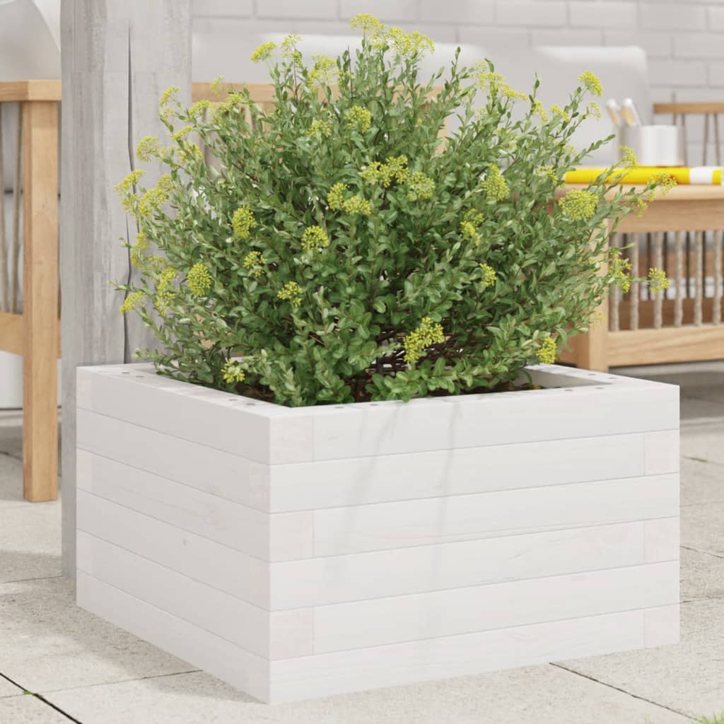 plantekasse 40x40x23 cm massivt fyrretræ hvid