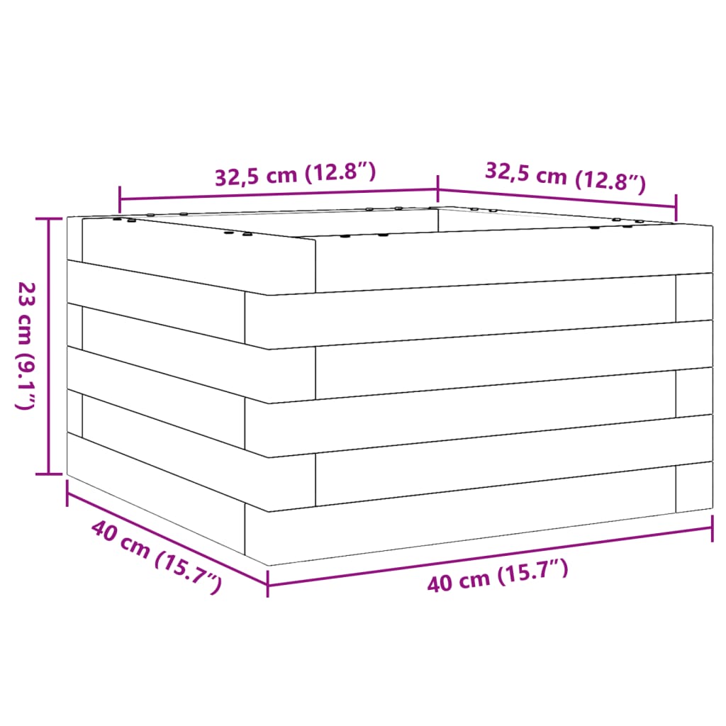 plantekasse 40x40x23 cm massivt fyrretræ gyldenbrun
