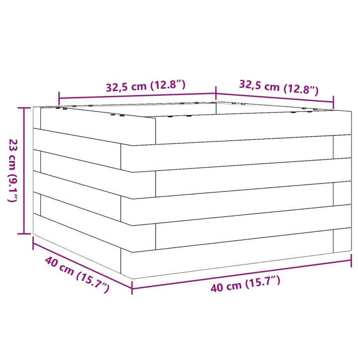 plantekasse 40x40x23 cm massivt fyrretræ gyldenbrun