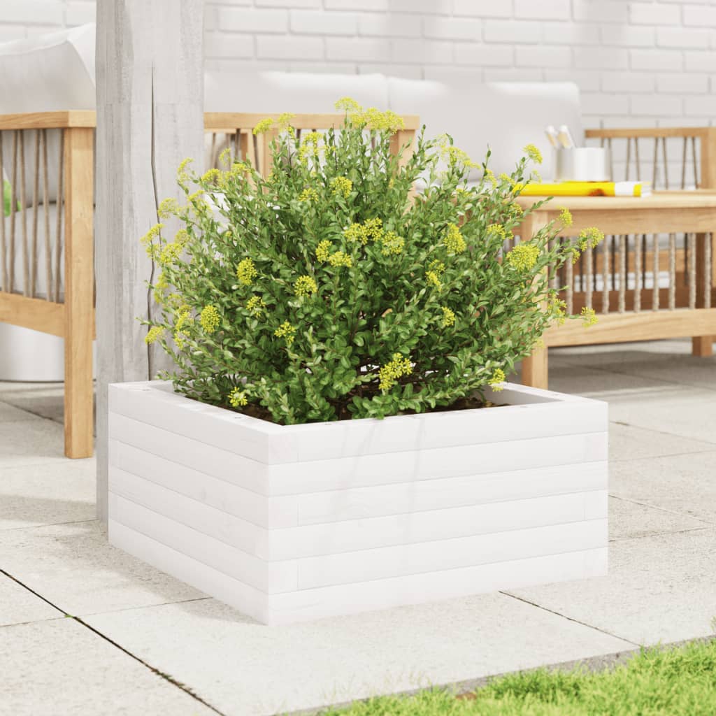 plantekasse 50x50x23 cm massivt fyrretræ hvid