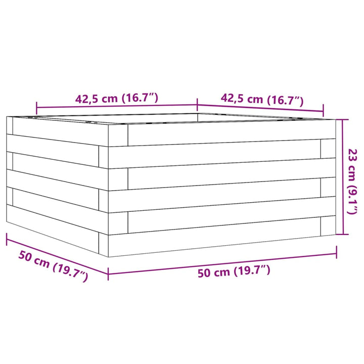 plantekasse 50x50x23 cm massivt fyrretræ hvid